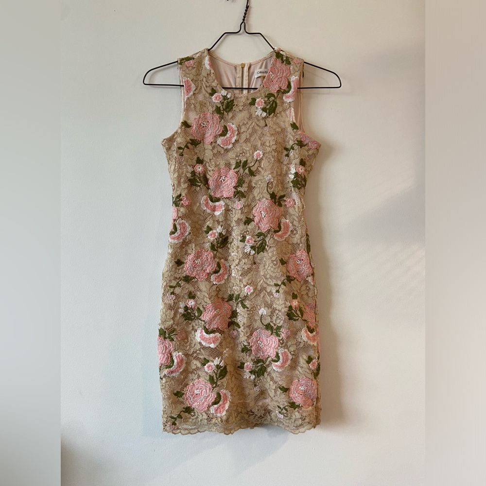 Calvin Klein Floral Lace Dress - Perfect for Spring/Summer (Size: 2P)